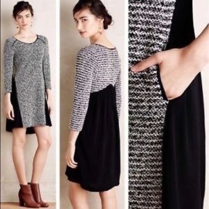 Maeve Anthropologie Boucle knit mixed media dress